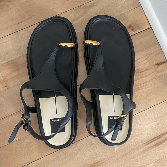 Dolce Vita Black and Gold Sandals - Picture 2 of 6